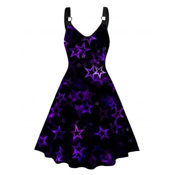 Star Pattern Dress O-ring Strap Sleeveless High Waisted V Neck A Line Midi Dress, Concord
Star Pattern Dress O-ring Strap Sleeveless High Waisted V Neck A Line Midi Dress, Concord
