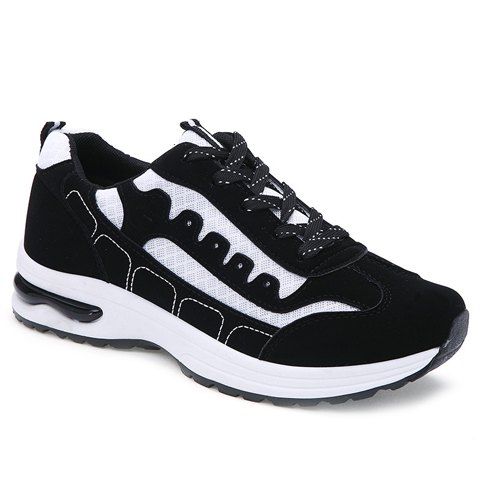 Stylish Mesh and Color Block Design Men's Athletic Shoes, White