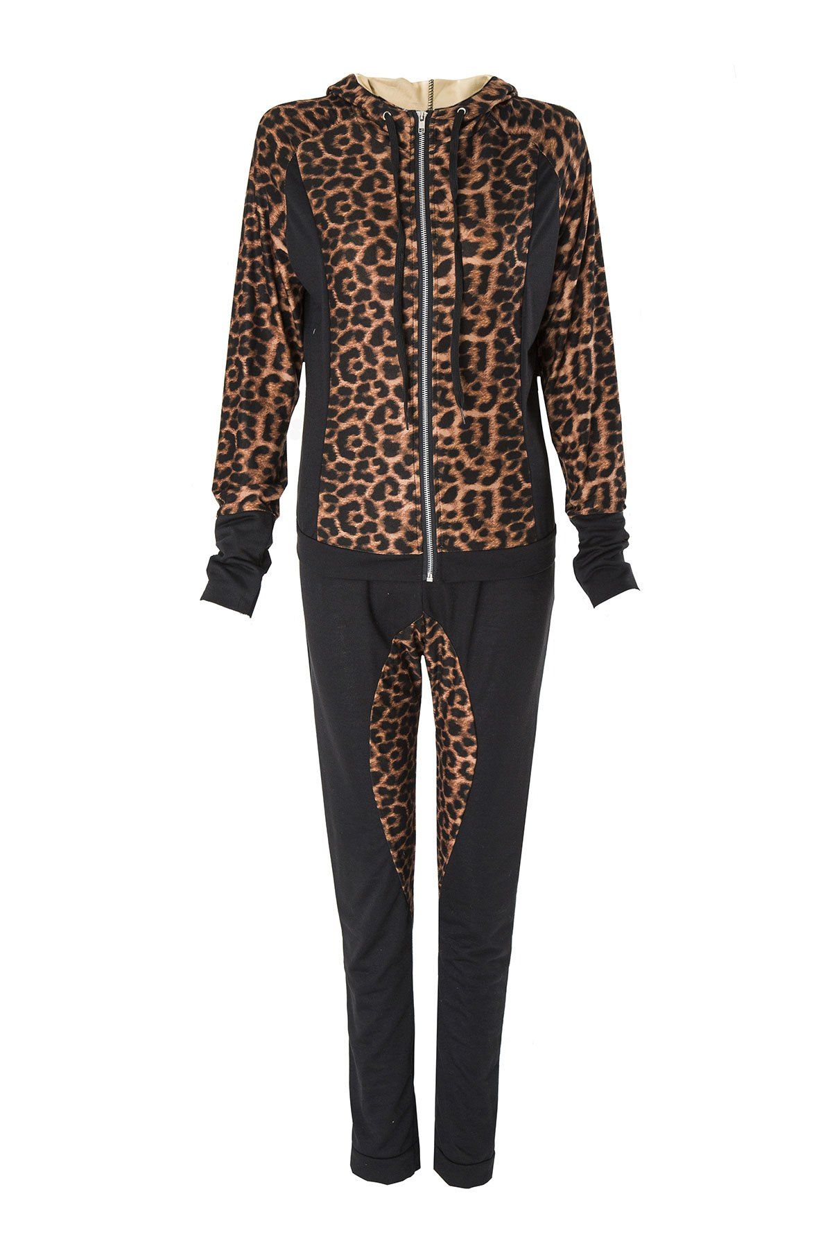 Stylish Long Sleeve Hooded Leopard Print Hoodie + Drawstring Pants Women's Twinset, Black
Stylish Long Sleeve Hooded Leopard Print Hoodie + Drawstring Pants Women's Twinset, Black