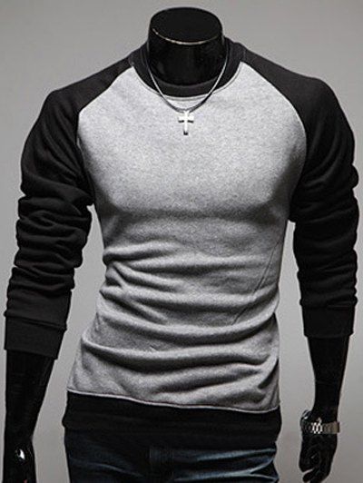 Raglan Sleeve Color Block Round Neck Men's Sweatshirt, Gray
Raglan Sleeve Color Block Round Neck Men's Sweatshirt, Gray