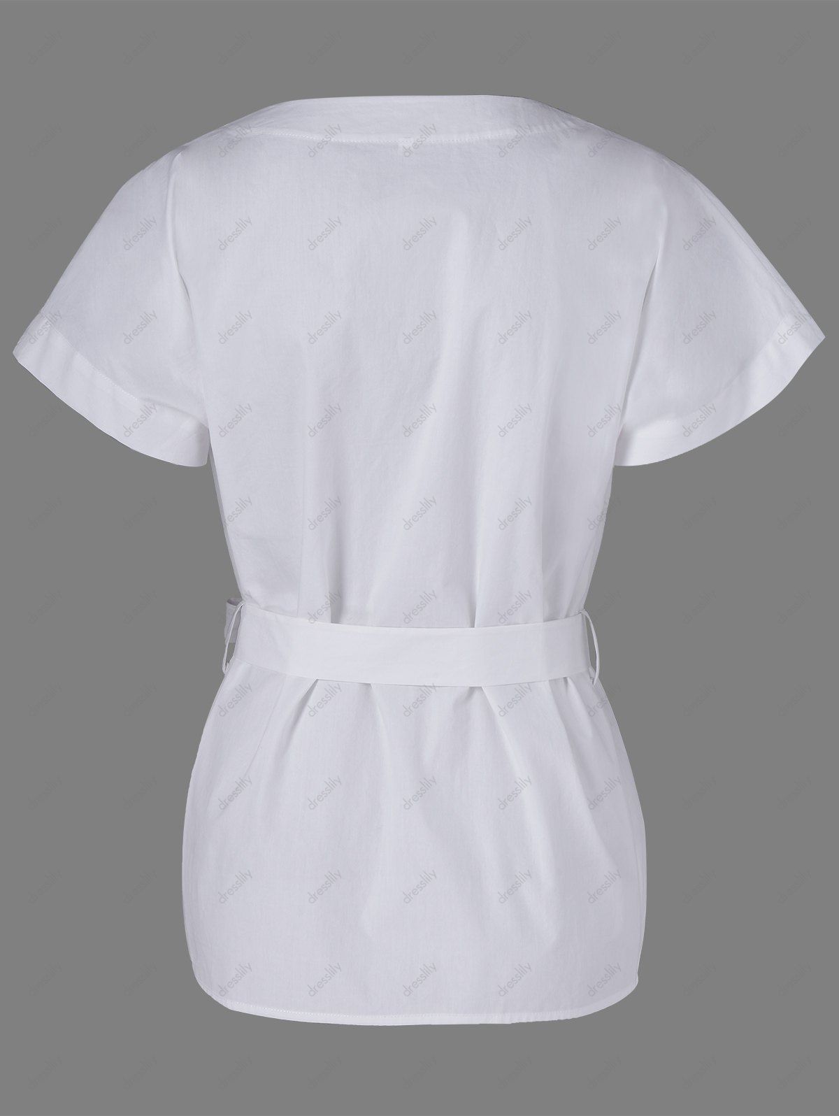 Elegant Women S Plunging Neck Short Sleeve Solid Color Bandage