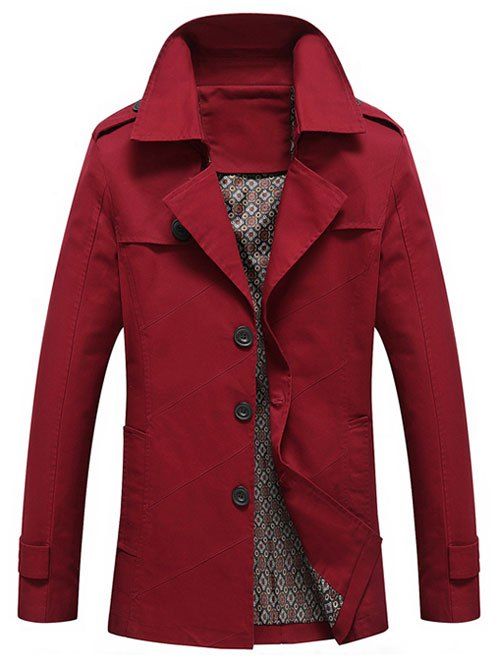Turn-Down Collar Epaulet Design Single Breasted Long Sleeve Men's Coat, Wine red
Turn-Down Collar Epaulet Design Single Breasted Long Sleeve Men's Coat, Wine red