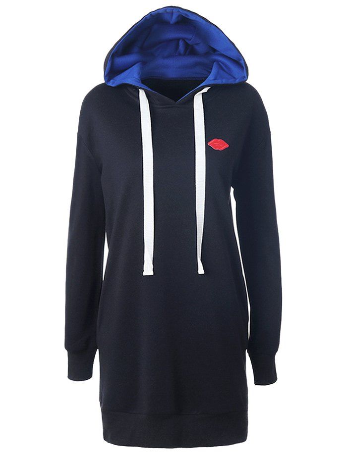 Lip Embroidered Fleece Drawstring Hoodie, Purplish blue
Lip Embroidered Fleece Drawstring Hoodie, Purplish blue