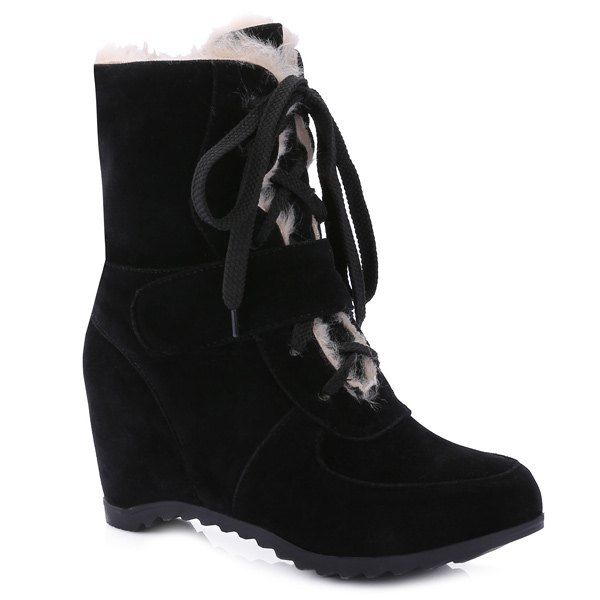 Suede Lace Up Mid Calf Boots, Black 
Suede Lace Up Mid Calf Boots, Black