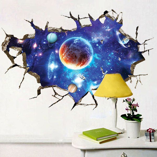 

3D Space Planet Living Room Removable Wall Stickers, Colormix