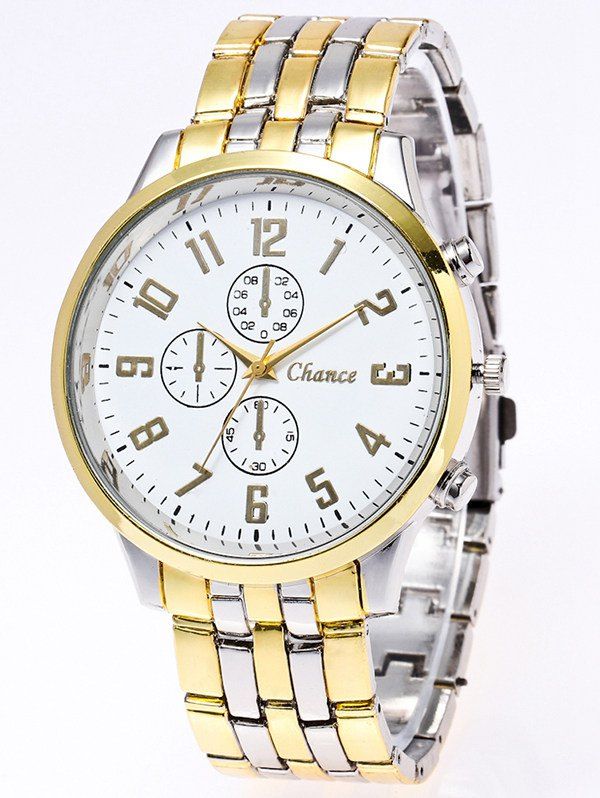 Stainless Steel Watchband Business Quartz Watch, Gold and white 
Stainless Steel Watchband Business Quartz Watch, Gold and white