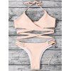 41 OFF 2021 Strappy Halter Neck Wrap Bikini Set In LIGHT APRICOT