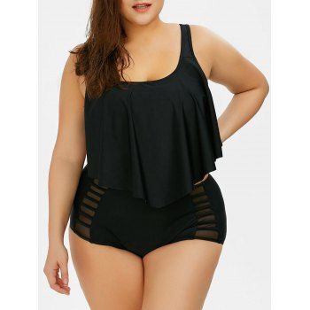 36 OFF 2024 Plus Size Flounce High Waist Bottom Bikini In BLACK