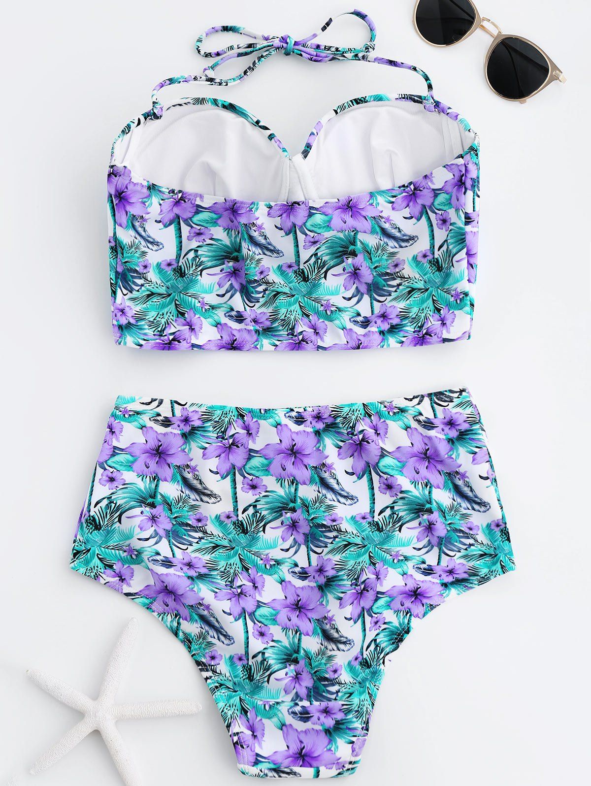 2018 High Waist Tropical Floral Bikini PURPLE XL In Bikinis Online