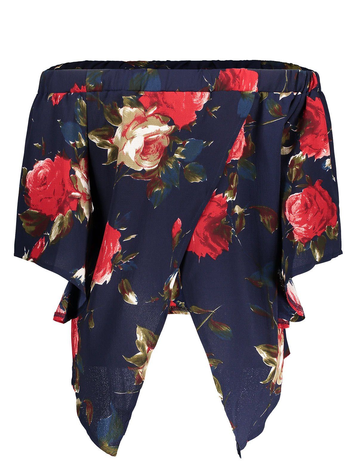 Slit Off The Shoulder Floral Blouse, Cerulean