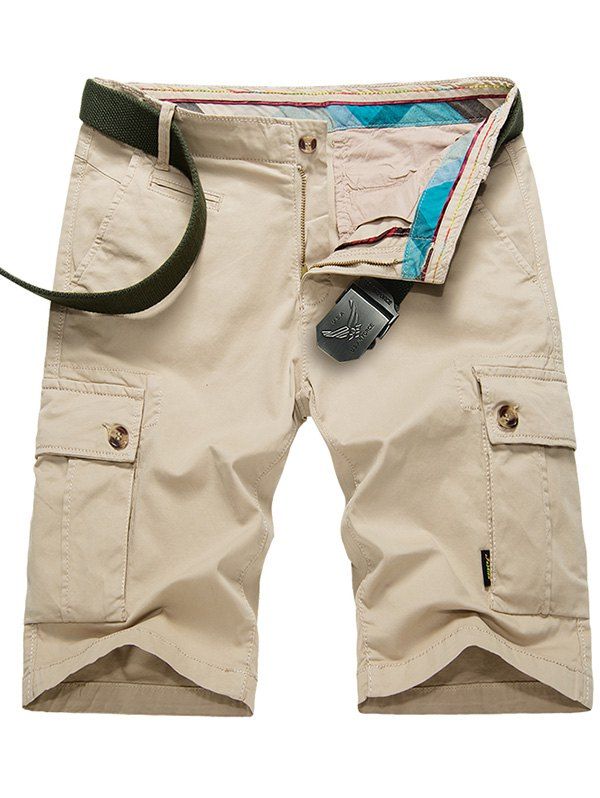 Zip Fly Buttoned Pockets Cargo Shorts, Khaki
Zip Fly Buttoned Pockets Cargo Shorts, Khaki