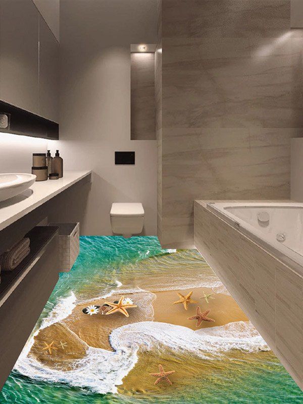 Beach Seafish Floor Sticker, Marine green