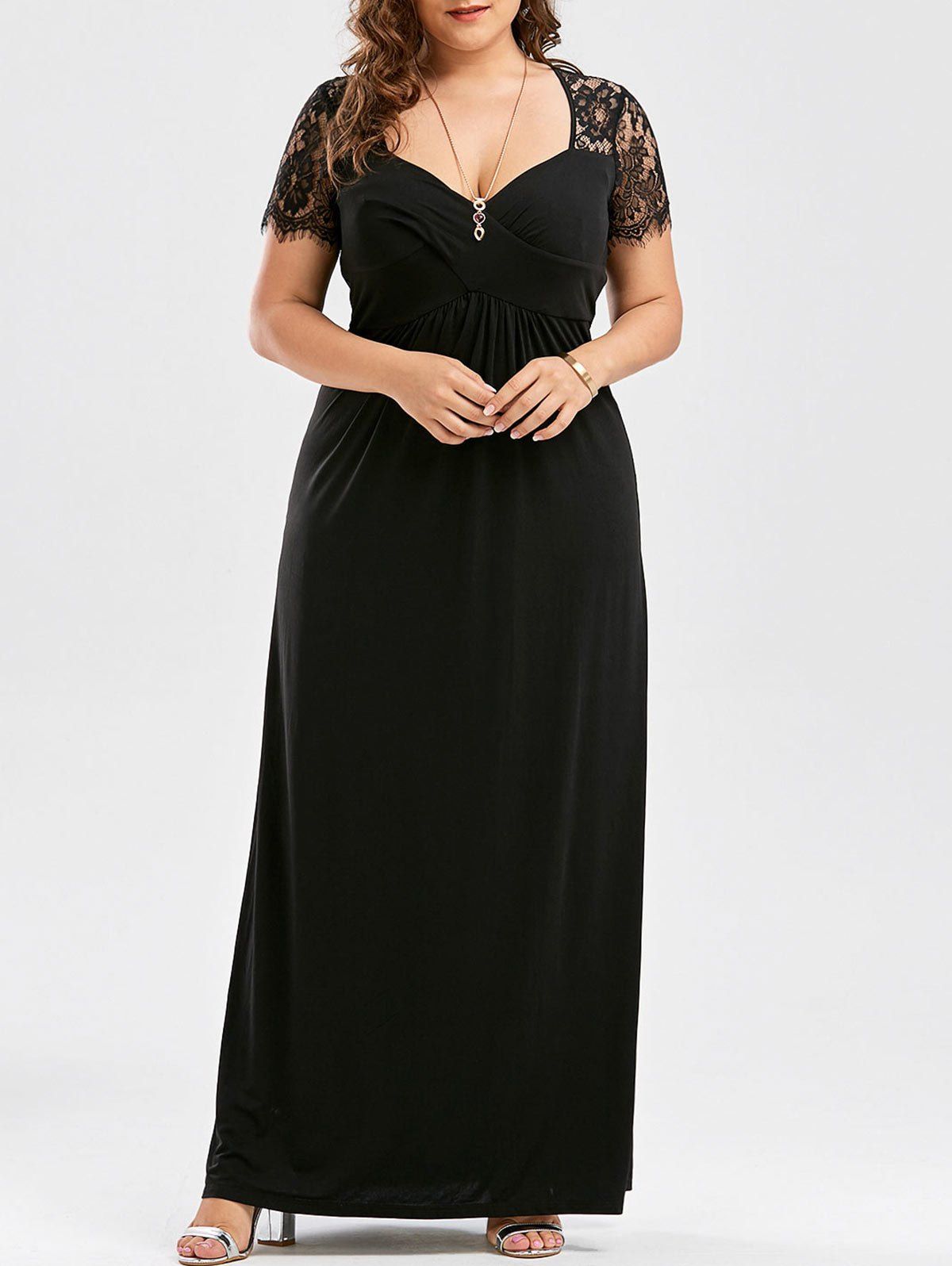 DressLily Photo Gallery Plus Size Empire Waist Lace Panel Dress