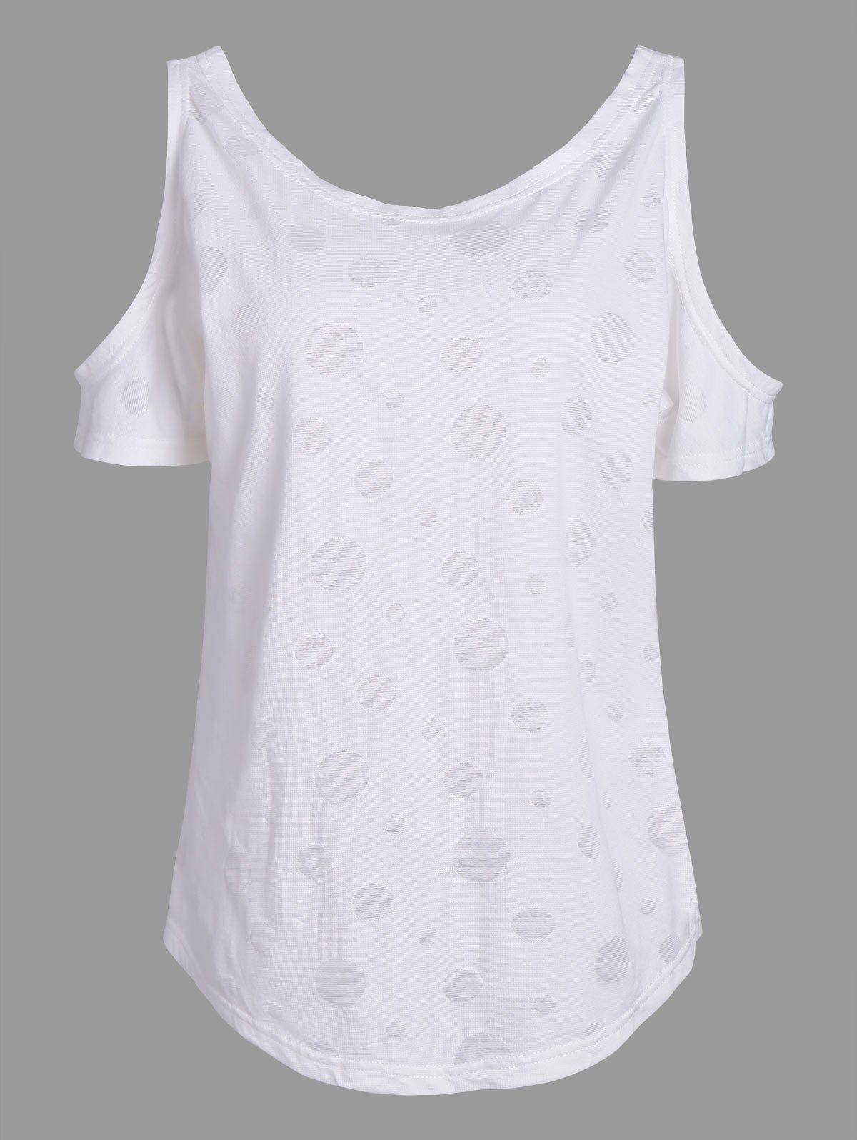 Plus Size Cold Shoulder Plain T-Shirt, White