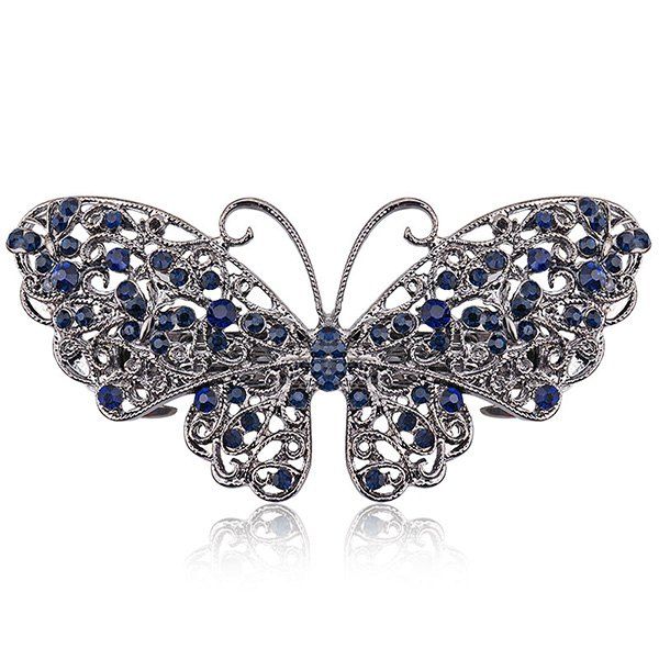 

Faux Sapphire Inlay Hollow Out Butterfly Barrette, Blue