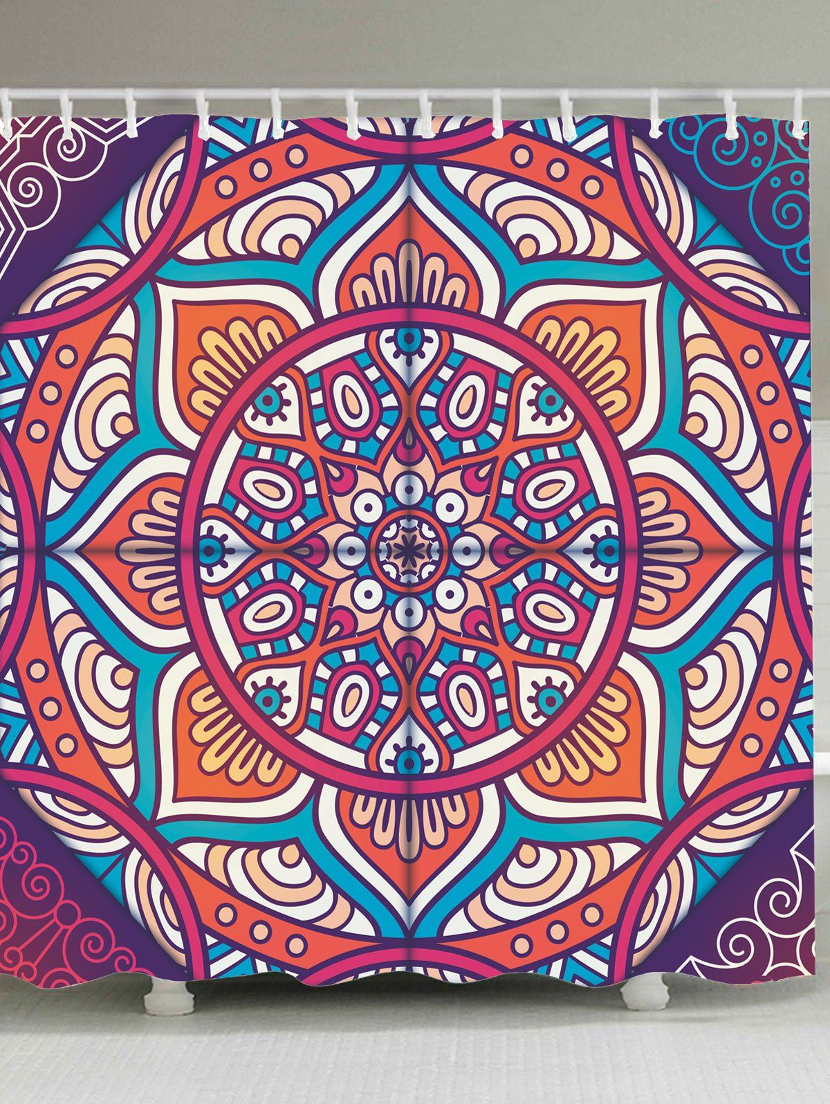 Bohemian Mandala Printed Waterproof Shower Curtain, Colorful