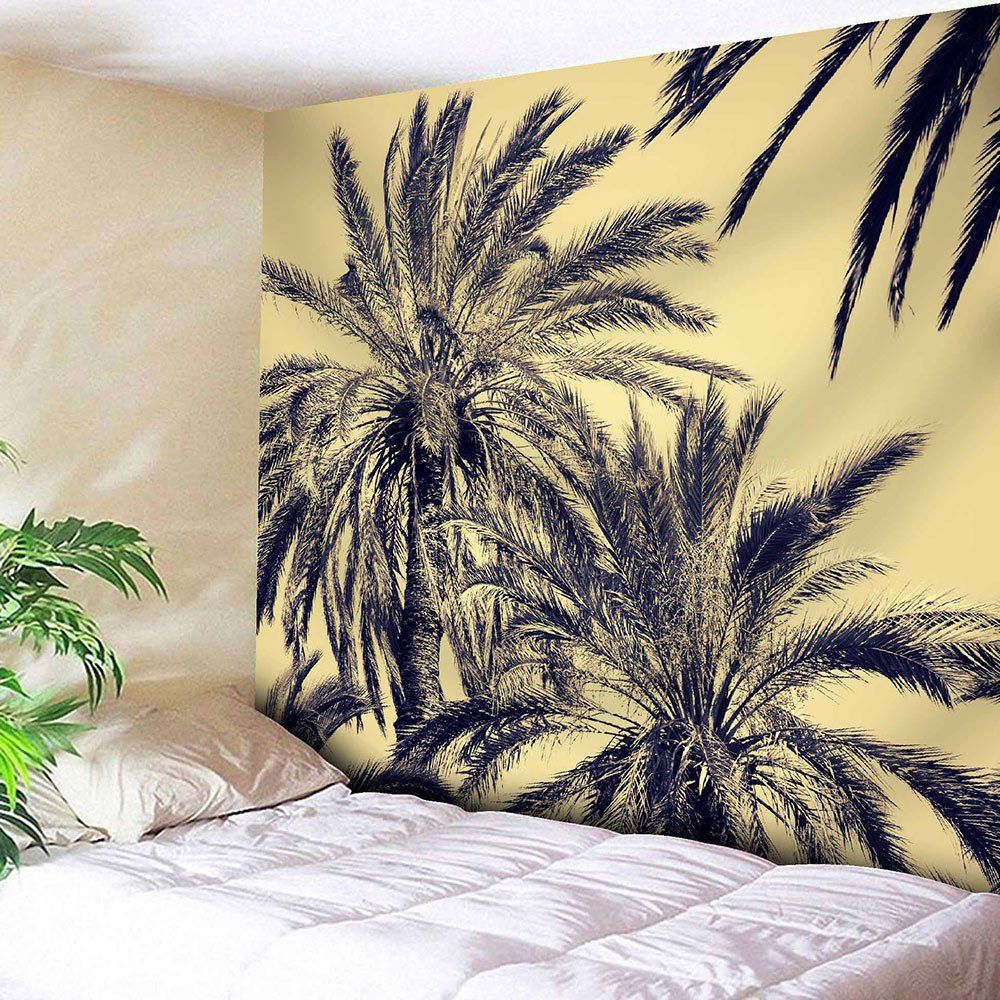 Sky and Coconut Trees Printed Wall Hanging Tapestry, Palomino