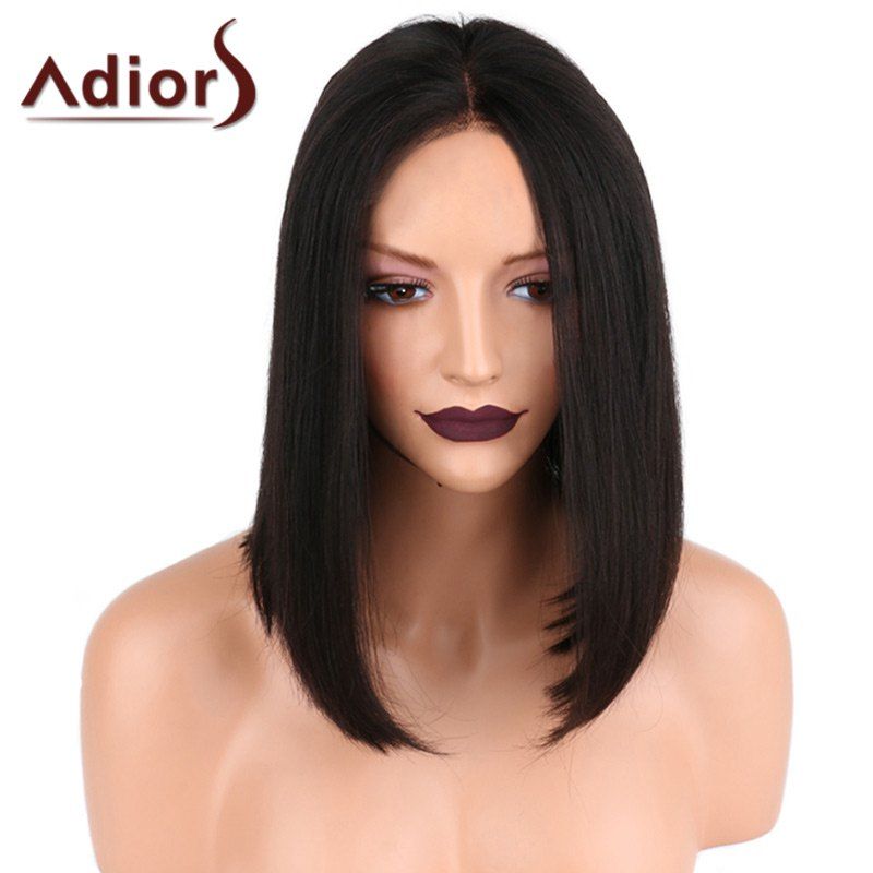 

Adiors Center Parting Shoulder Length Medium Straight Bob Synthetic Wig, Black