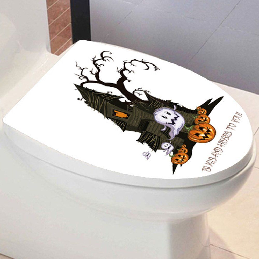 

Halloween Pumpkin Castle Toilet Sticker, Colormix