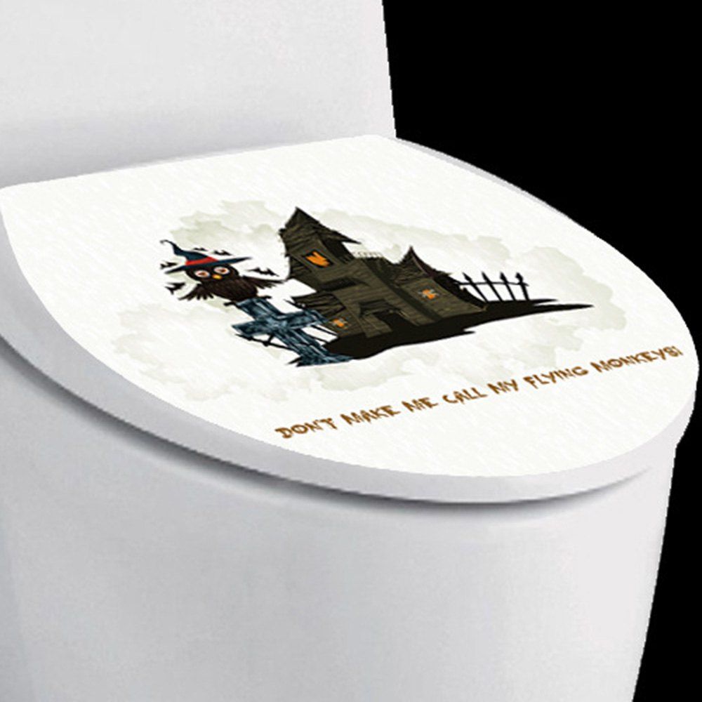 

Halloween Castle Owl Toilet Sticker, Black