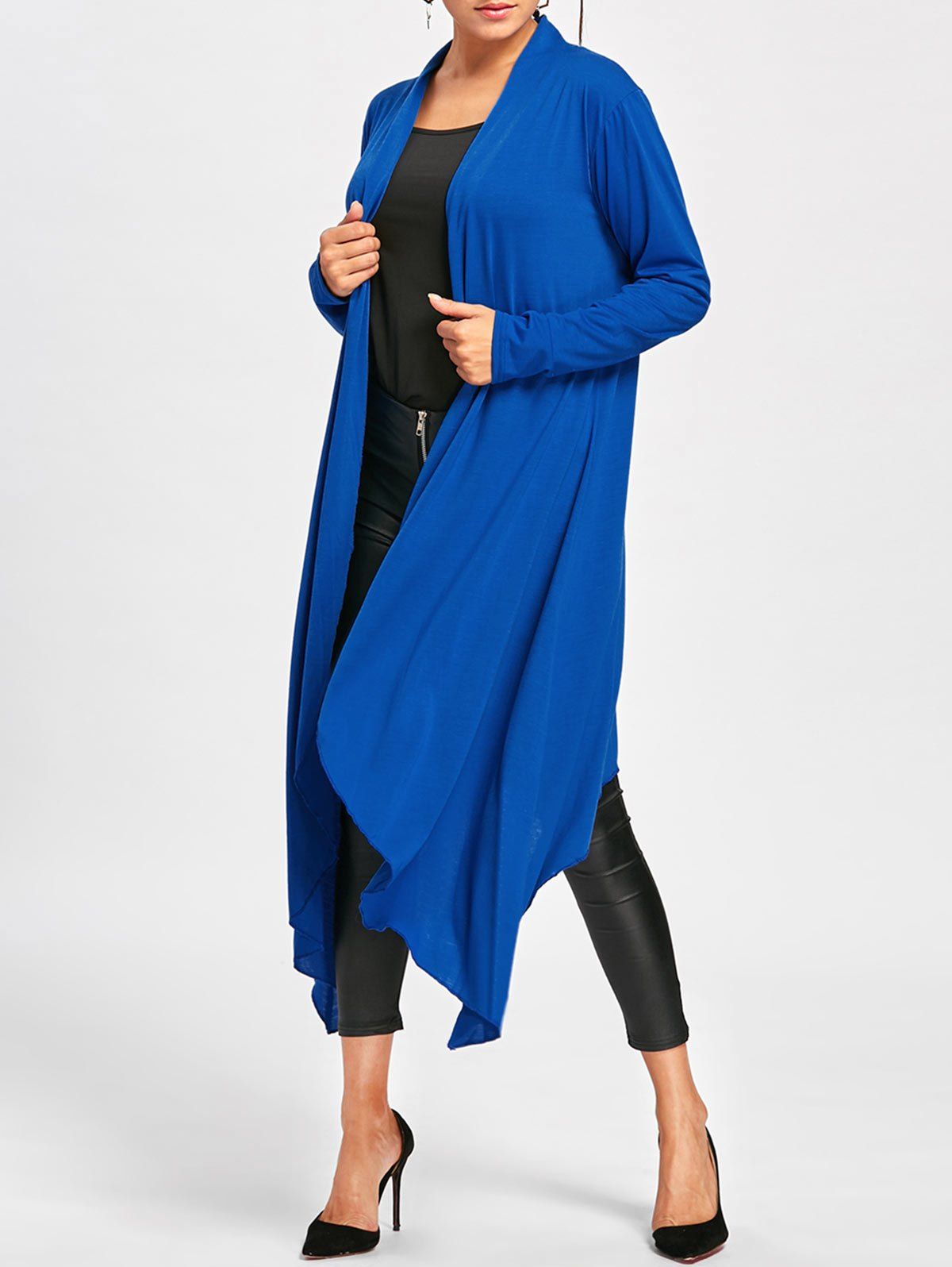 Jersey Maxi Drape Cardigan, Blue