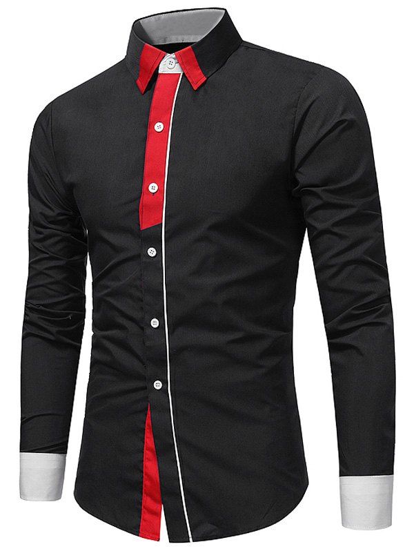 Long Sleeve Slim Fit Color Block Panel Shirt, Black
Long Sleeve Slim Fit Color Block Panel Shirt, Black