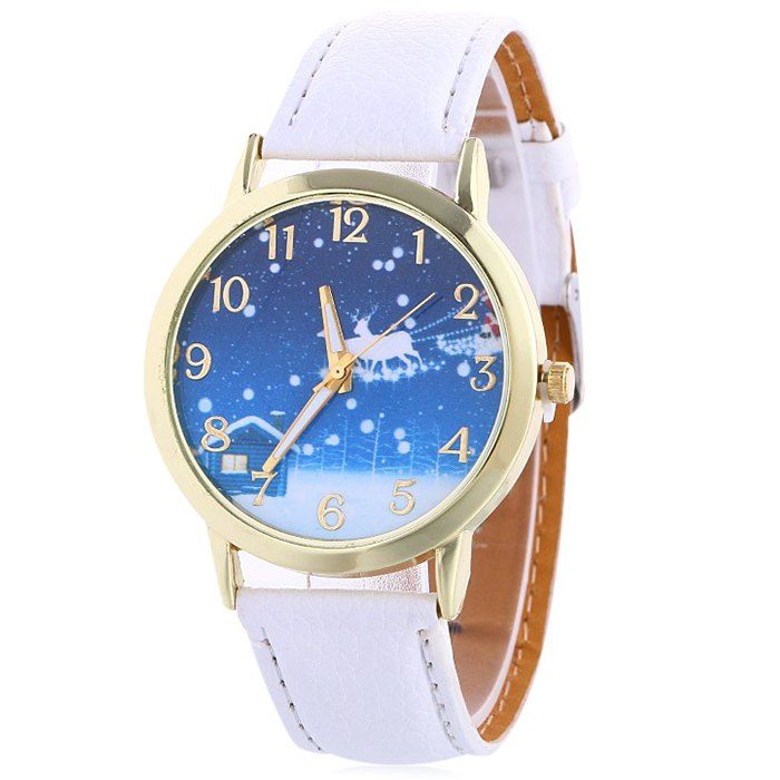 

Christmas Night Deer Face Number Watch, White