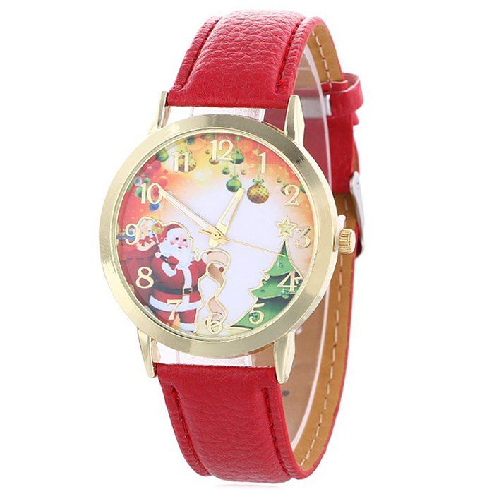 

Christmas Santa Baubles Face Number Watch, Red