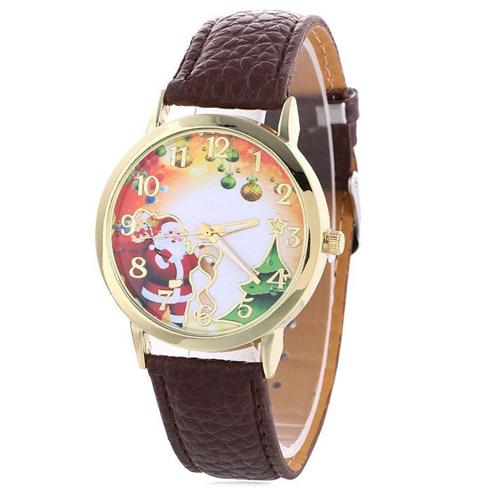 

Christmas Santa Baubles Face Number Watch, Brown