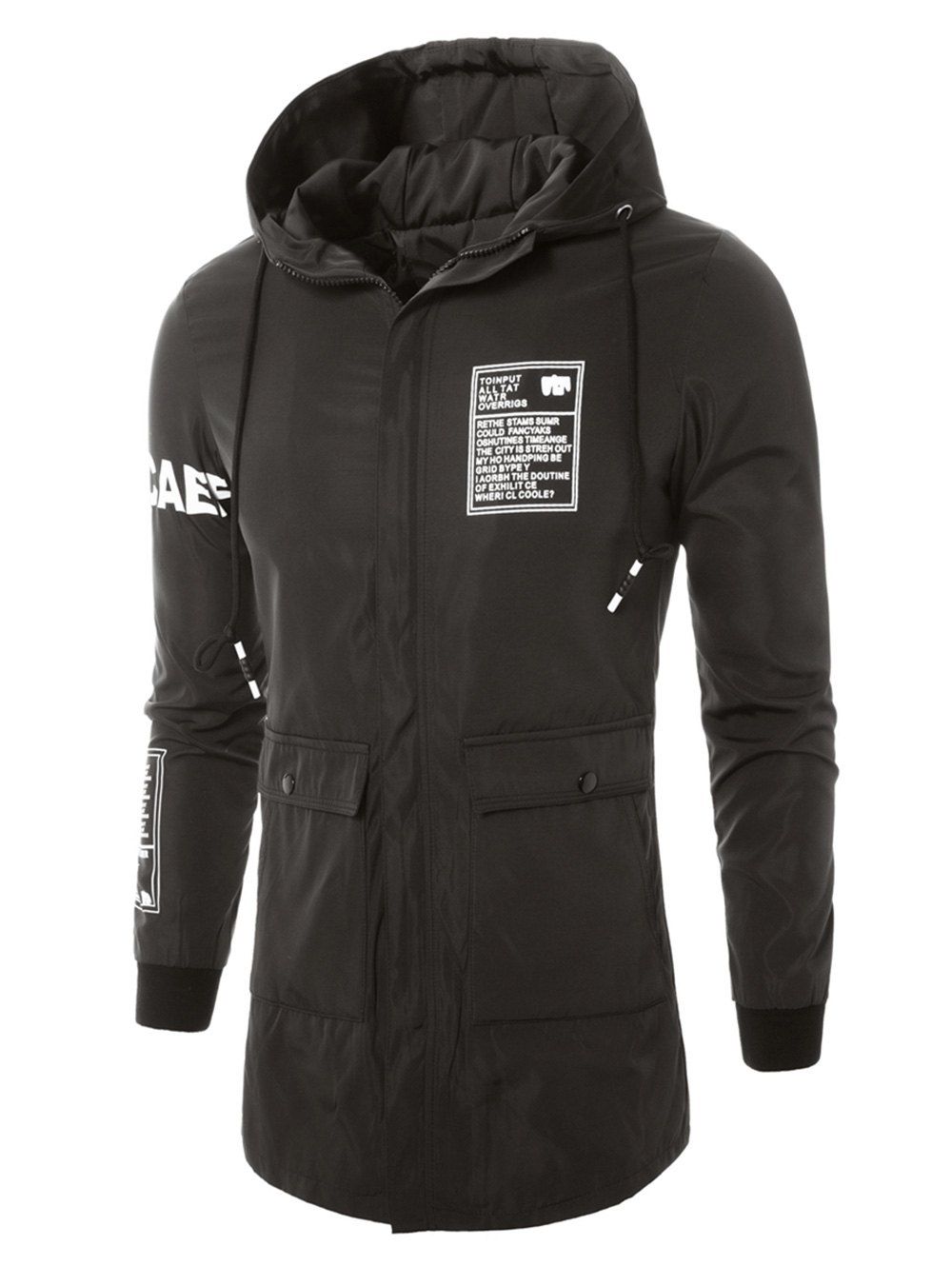 Zip Up Graphic Print Longline Coat, Army green