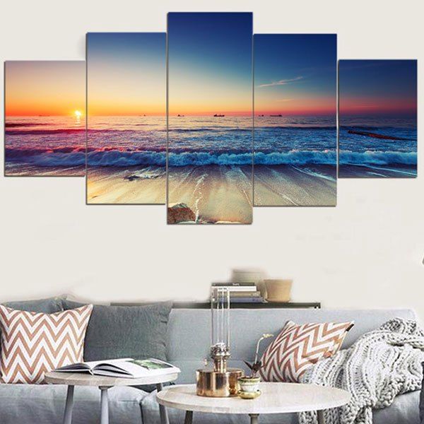 

Sunset Seascape Patterned Canvas Wall Art Paintings, Colorful