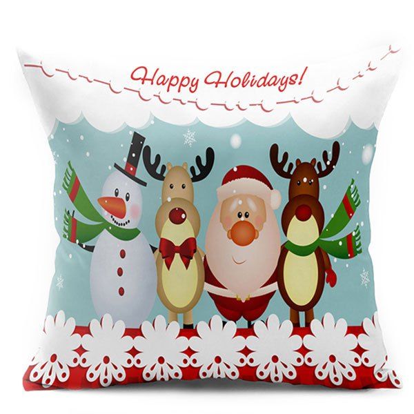 

Christmas Elk Snowman Santa Claus Double Side Printed Pillowcase, Colormix