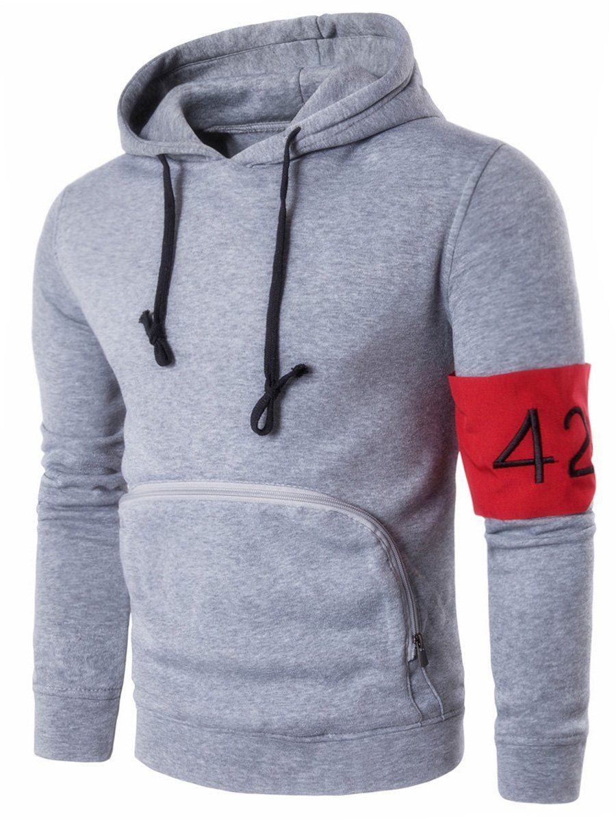 Armband Embellished Zipper Kangaroo Pocket Hoodie, Light gray
Armband Embellished Zipper Kangaroo Pocket Hoodie, Light gray