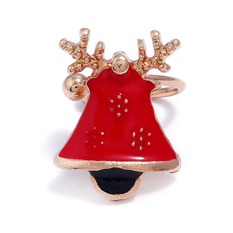 

ONE PIECE Alloy Christmas Deer Bell Ear Cuff, Red