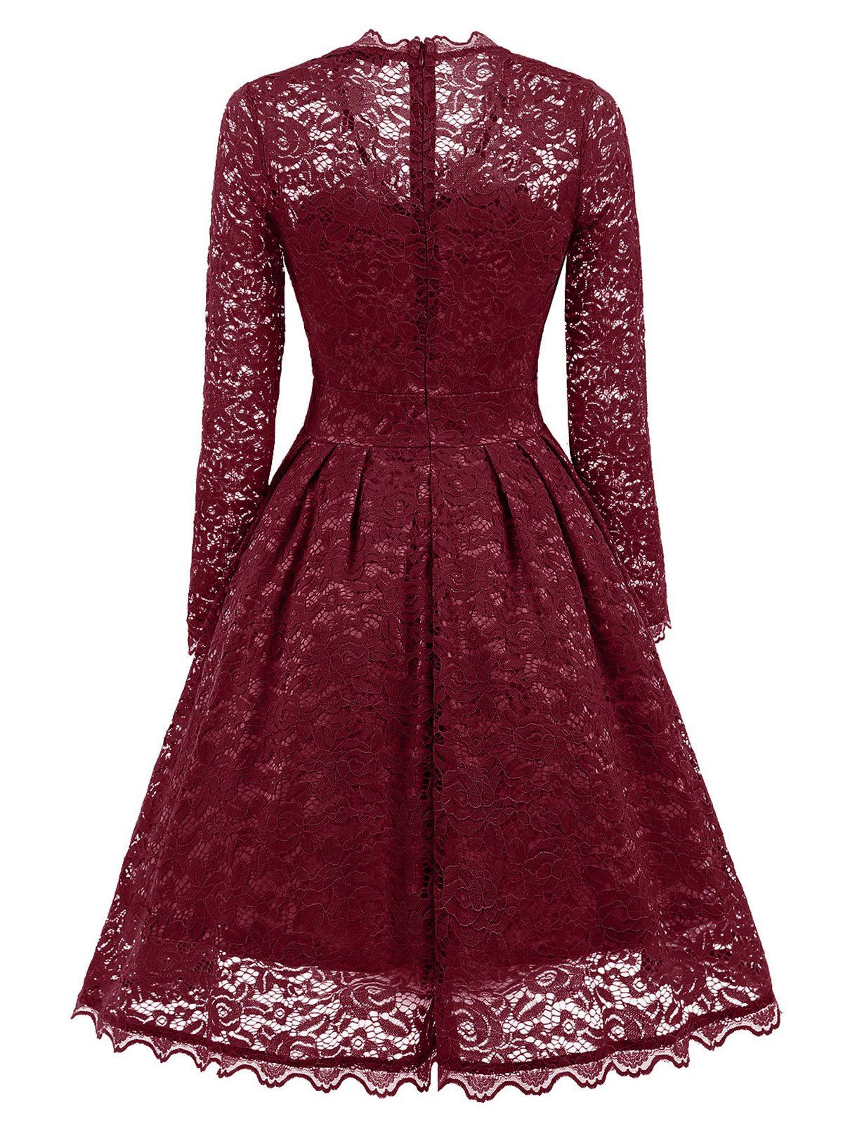 2018 Party Vintage A Line Lace Dress WINE RED XL In Vintage Dresses