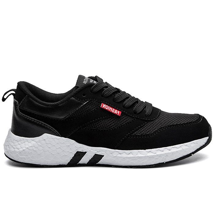 Striped Color Block Sneakers, Black
