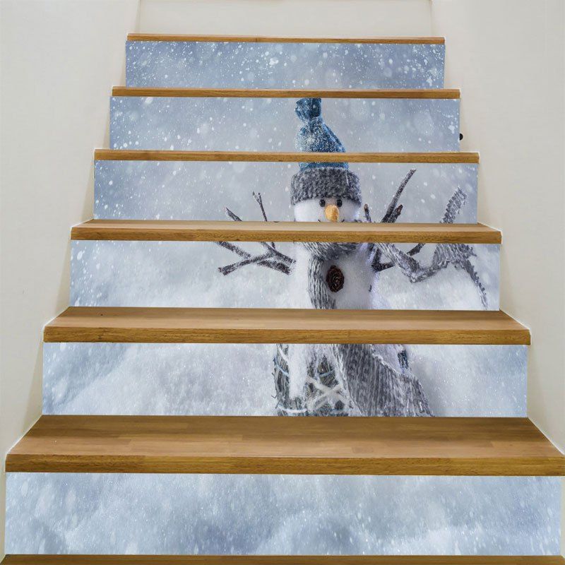 Removable Snows and Snowman Pattern DIY Stair Stickers, Gray