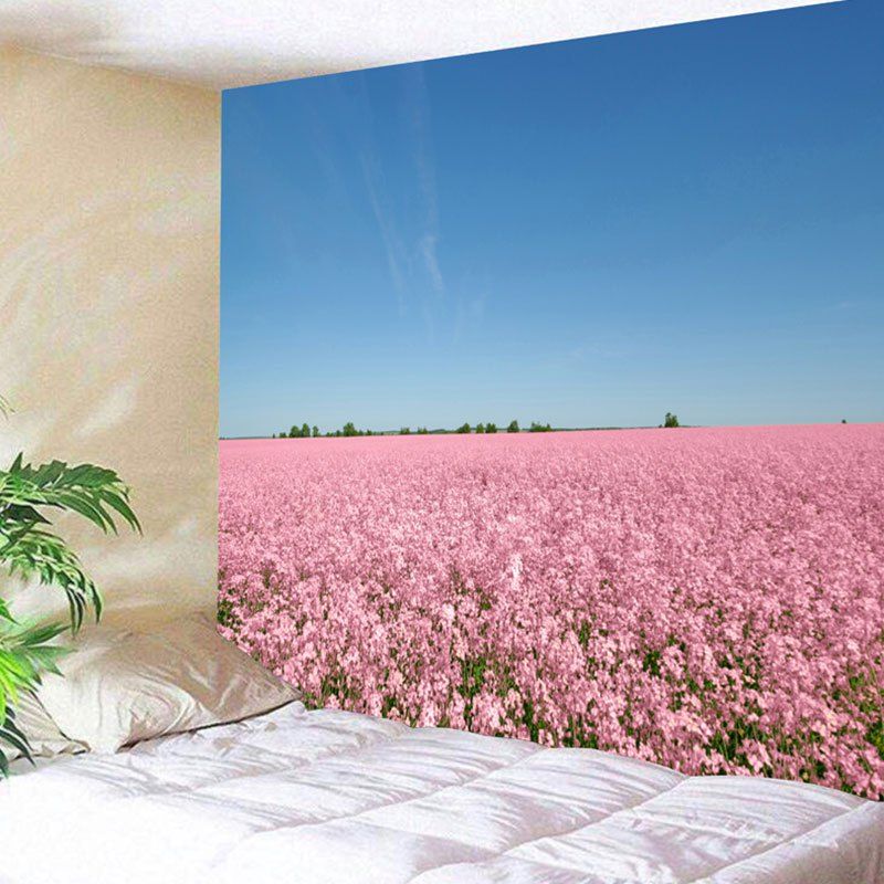 

Wall Hanging Flower Field Scenery Tapestry, Blue and pink