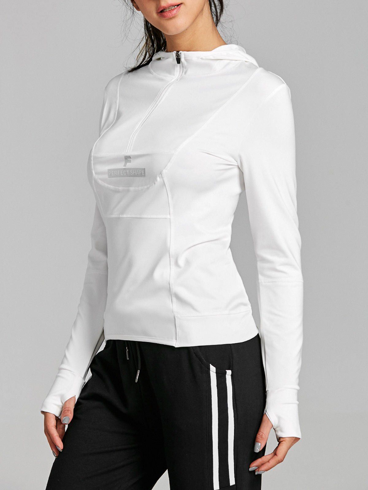 Sports Half Zip Long Sleeve T-shirt, White