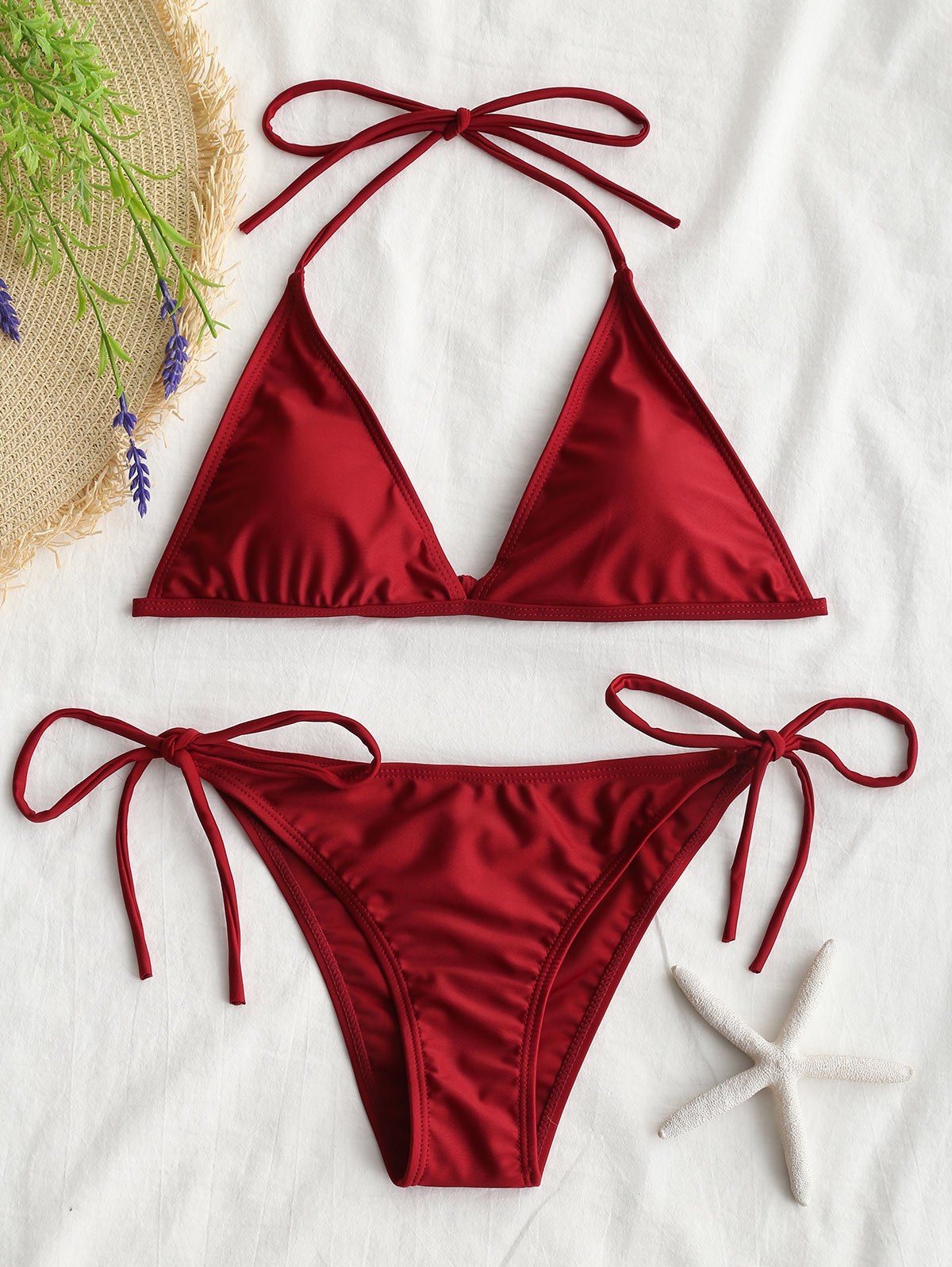 String Bikini Bathing Suit, Bright red