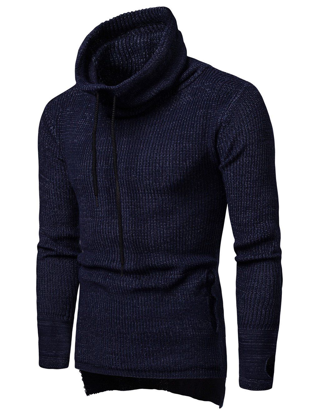 Casual Drawstring Graphic Pocket Sweater, Cadetblue
