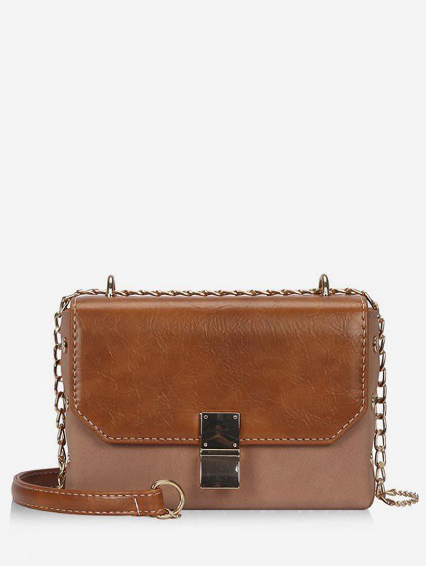 PU Hasp Design Crossbody Bag, Brown