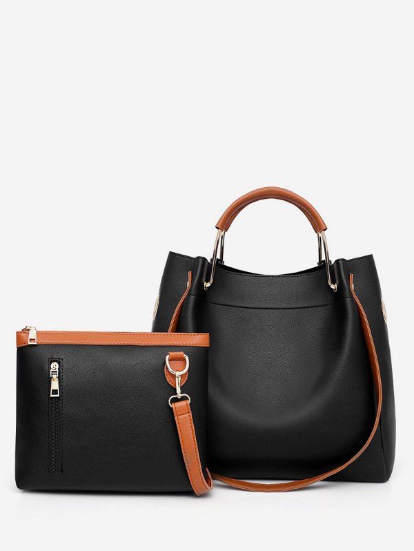 Large Capacity Solid Color Tote Bag, Black