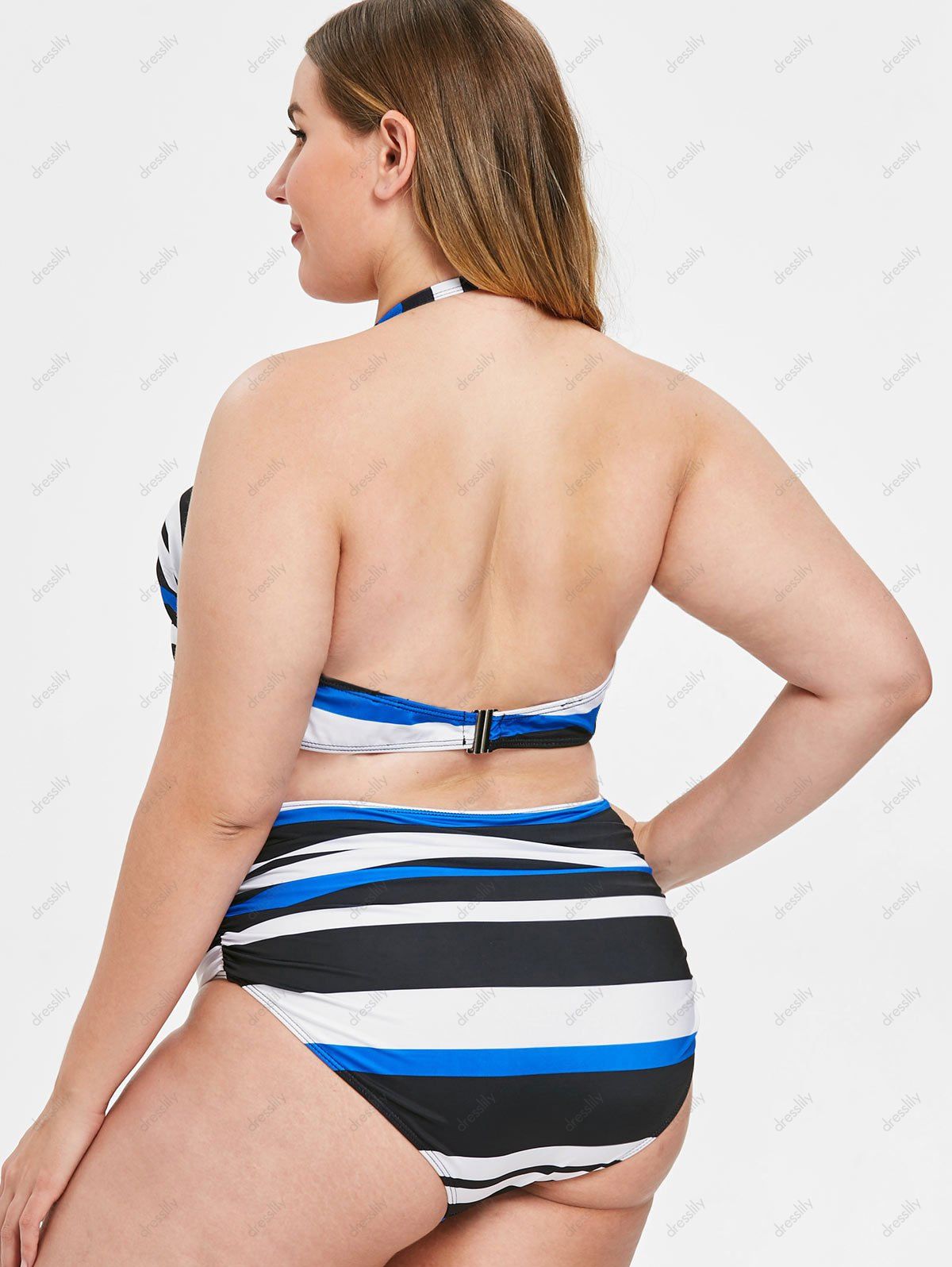 Off Plus Size Striped Panel Underwire Bikini Set In Multicolor Dresslily