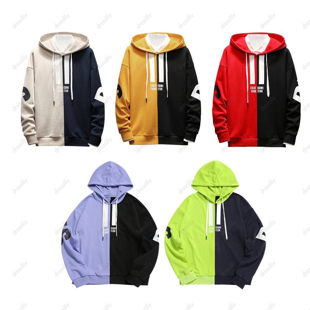 Contrast Color Letter Drawstring Hoodie, Beige 
Contrast Color Letter Drawstring Hoodie, Beige