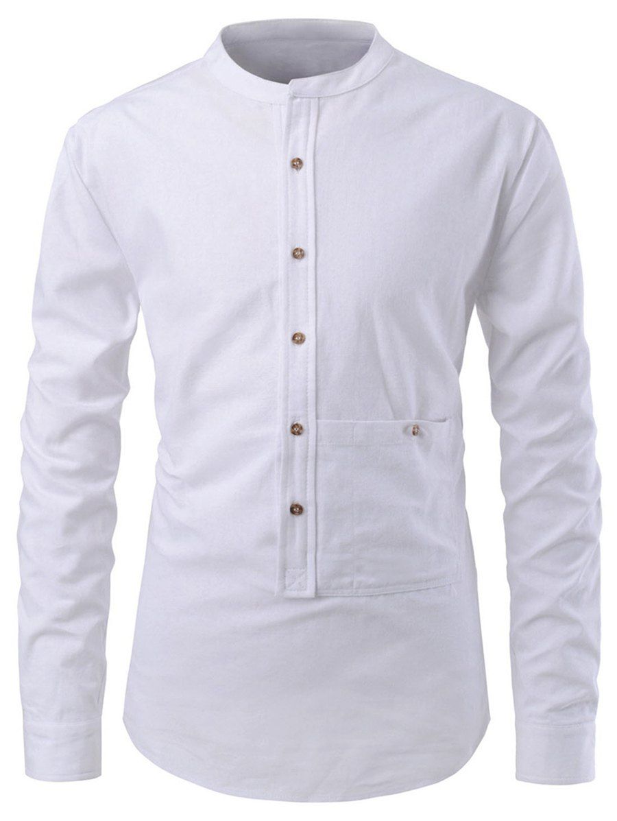 Solid Color Button Up Pollover Shirt, White
Solid Color Button Up Pollover Shirt, White