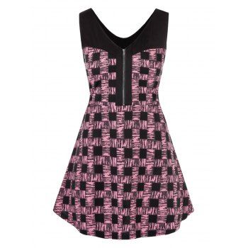 Plus Size Sleeveless Plaid Zipper Top, Flamingo pink 
Plus Size Sleeveless Plaid Zipper Top, Flamingo pink