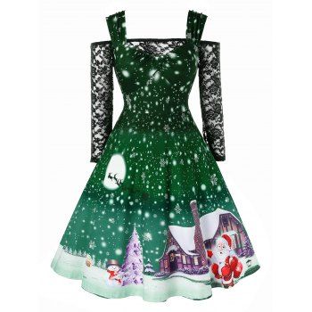 Plus Size Sweetheart Neck Christmas Vintage Dress with Lace T Shirt, Medium sea green
Plus Size Sweetheart Neck Christmas Vintage Dress with Lace T Shirt, Medium sea green