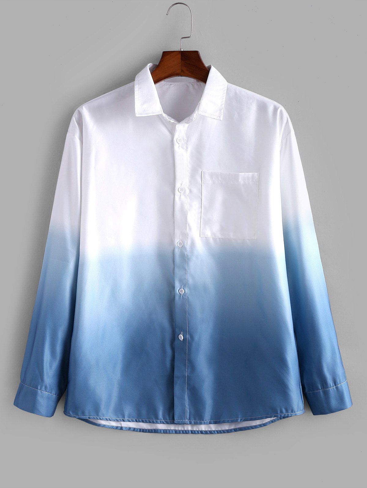 Pocket Ombre Color Shirt, Baby blue