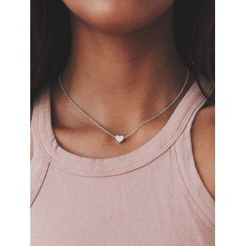 

Heart Collarbone Chain Necklace, Silver